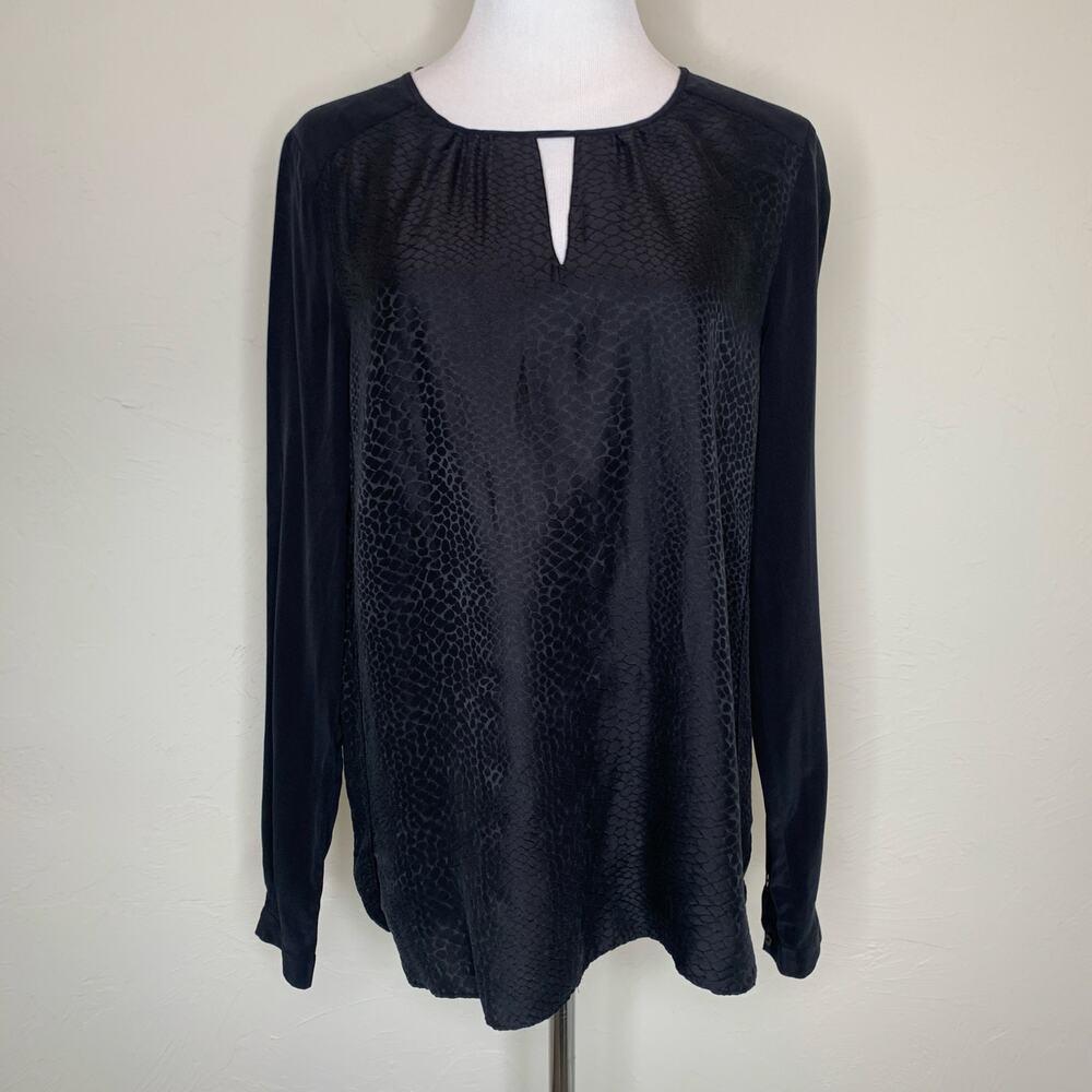 French Dressing Jeans 100% Silk Black Snakeprint Sz Small